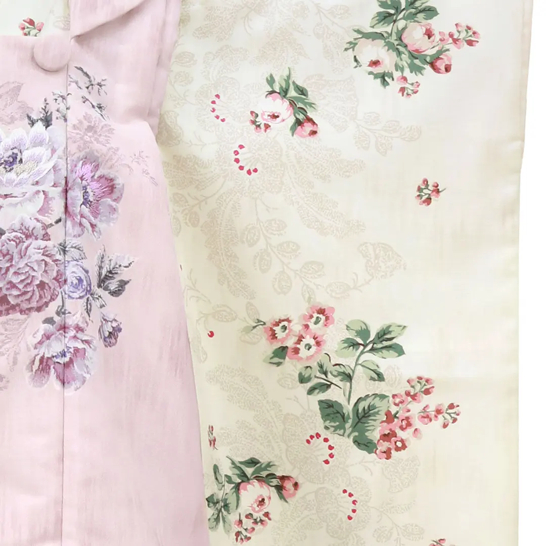 《JILLSTUART》ヴィンテージローズ（ホワイト）、ピンクの被布コートセット／七五三・三歳女の子・被布コートセット 袖