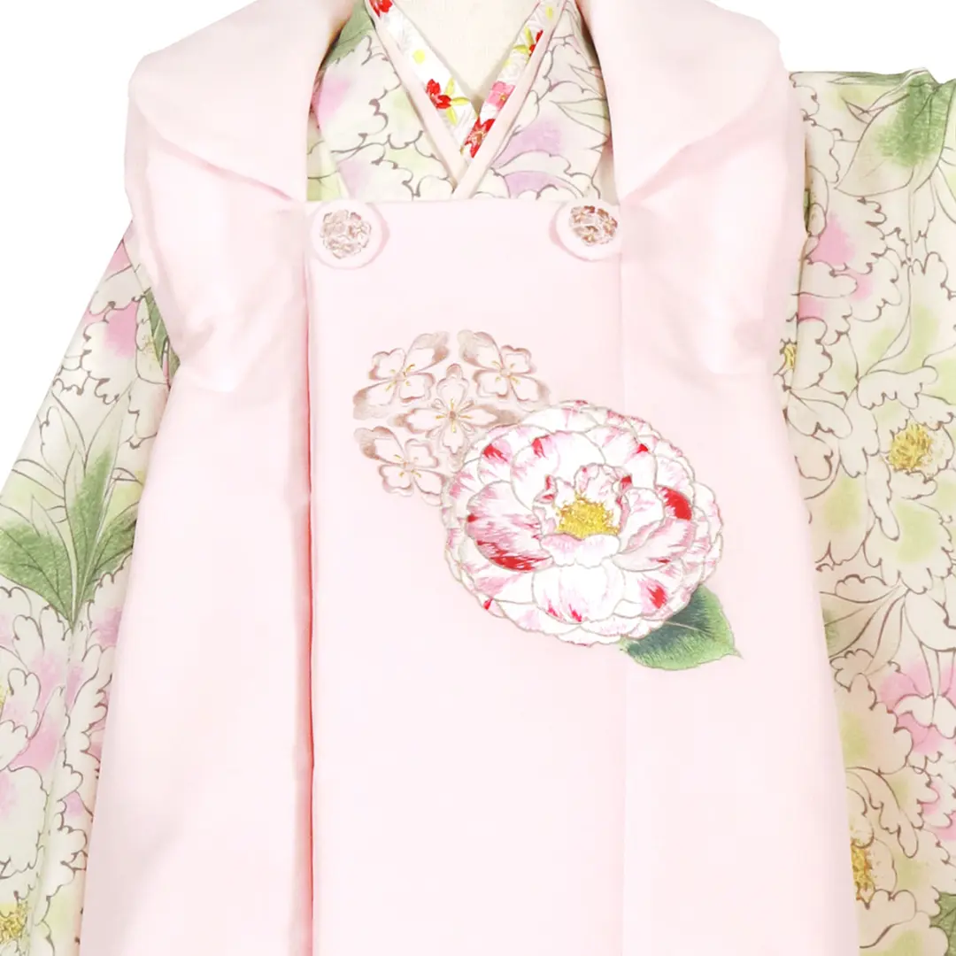 UNSODO》牡丹尽くし、ピンクの被布コートセット／七五三・三歳女の子