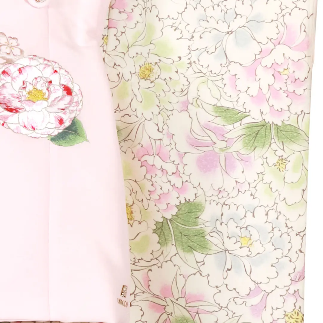 UNSODO》牡丹尽くし、ピンクの被布コートセット／七五三・三歳女の子