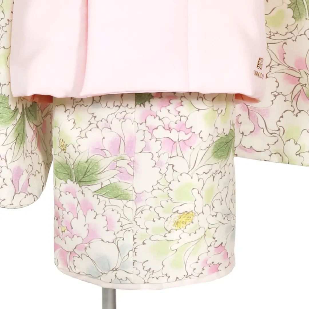 UNSODO》牡丹尽くし、ピンクの被布コートセット／七五三・三歳