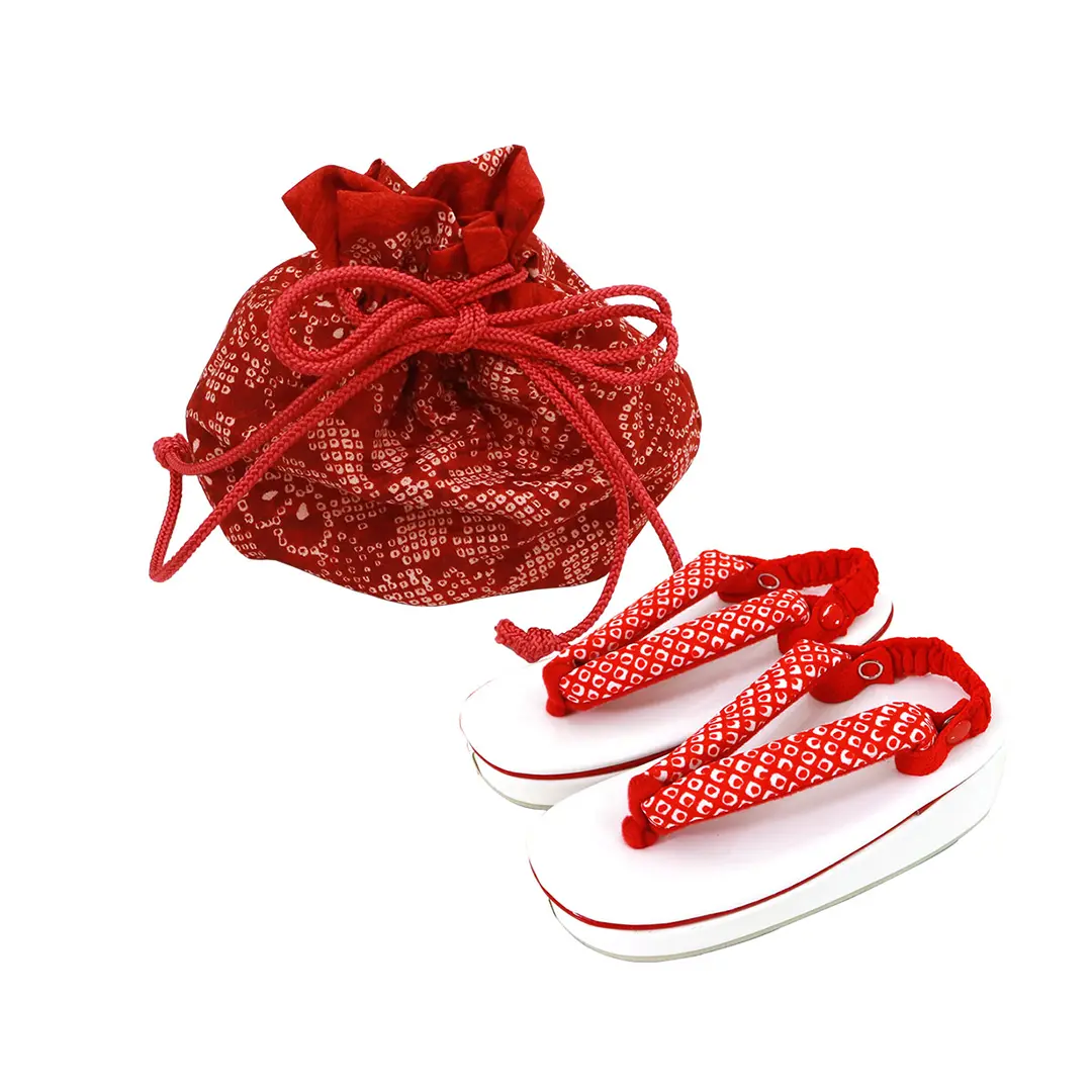 《華徒然》桜と薬玉・鞠・貝合（赤色）、赤の被布コートセット／七五三・三歳女の子・被布コートセット 小物