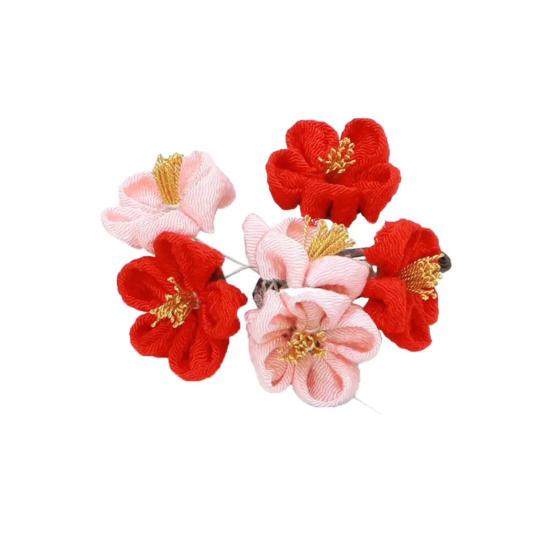 《華徒然》桜と薬玉・鞠・貝合（赤色）、赤の被布コートセット／七五三・三歳女の子・被布コートセット 髪飾り