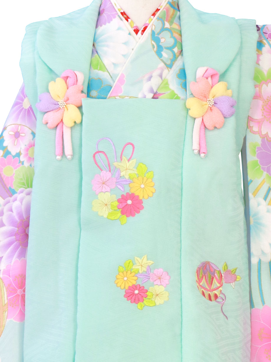 式部浪漫》 くす玉28空色、水色の被布コートセット／七五三・三歳