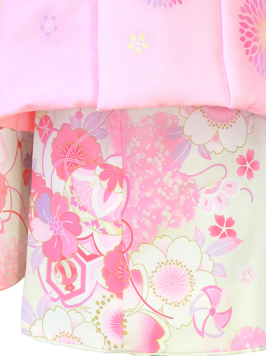 KAGURA》アイボリーに桜と鞠、ピンクの被布コートセット ／七五三・三