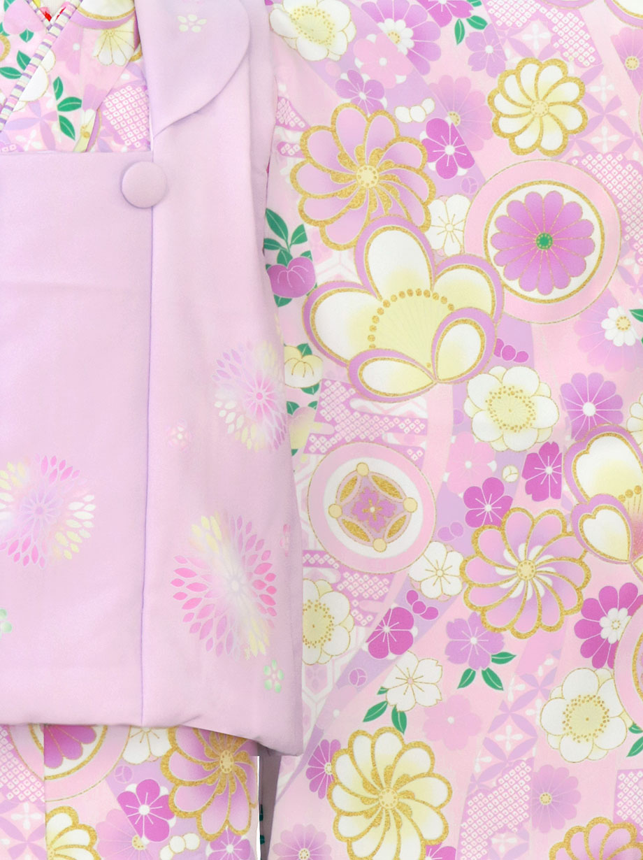 紫に菊の花の着物にだらり帯セット 紫に菊の花の着物にだらり帯セット 刺繍入り綺麗な紫色