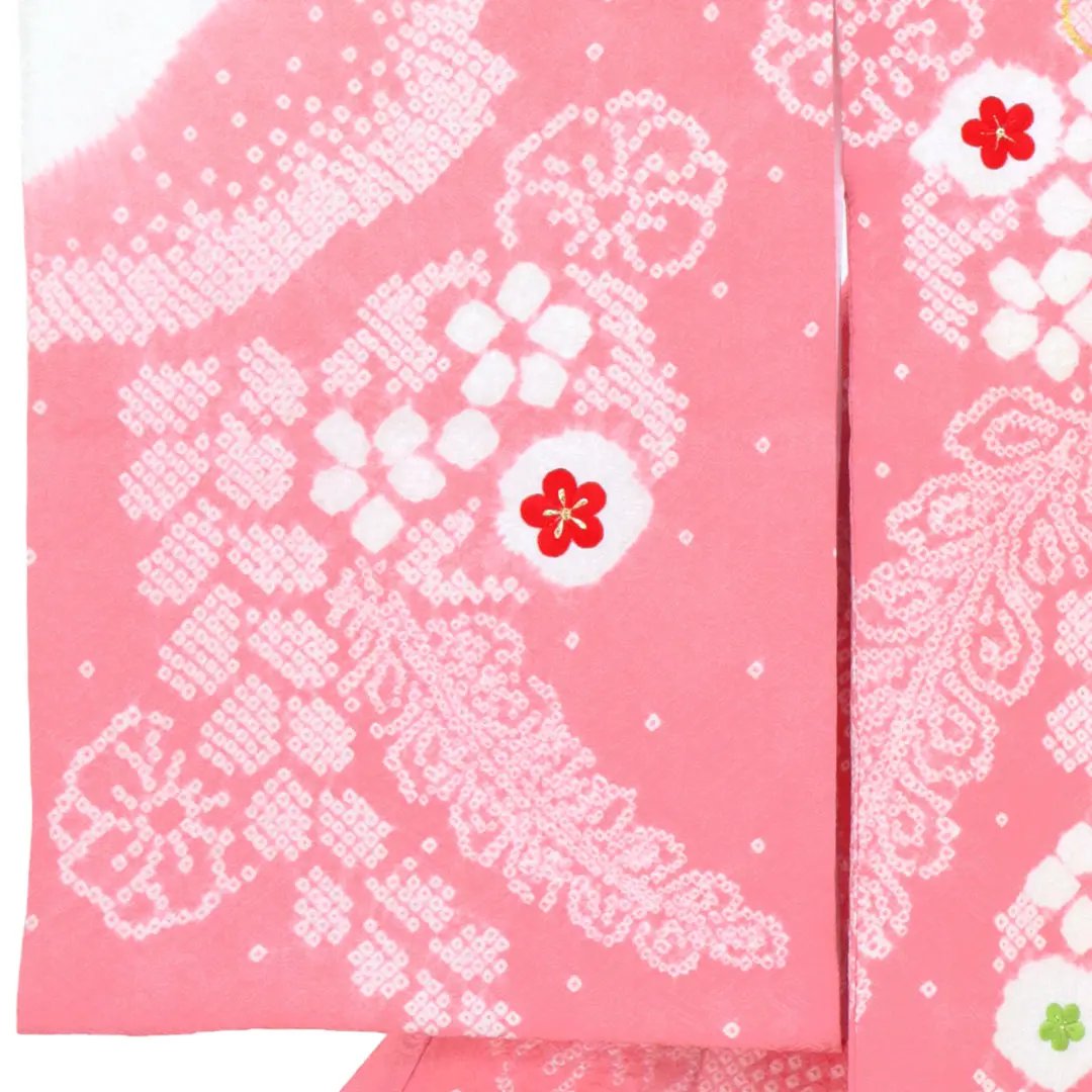 【レア色♡】お宮参り　産着　祝着　ピンク　つづみ　花　雪輪　女の子　襦袢付き レア色♡】お宮参り 産着 祝着 ピンク つづみ 花 雪輪 女の子 襦袢付き