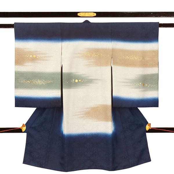 お宮参り産着／紺地に霞の祝い着／男児