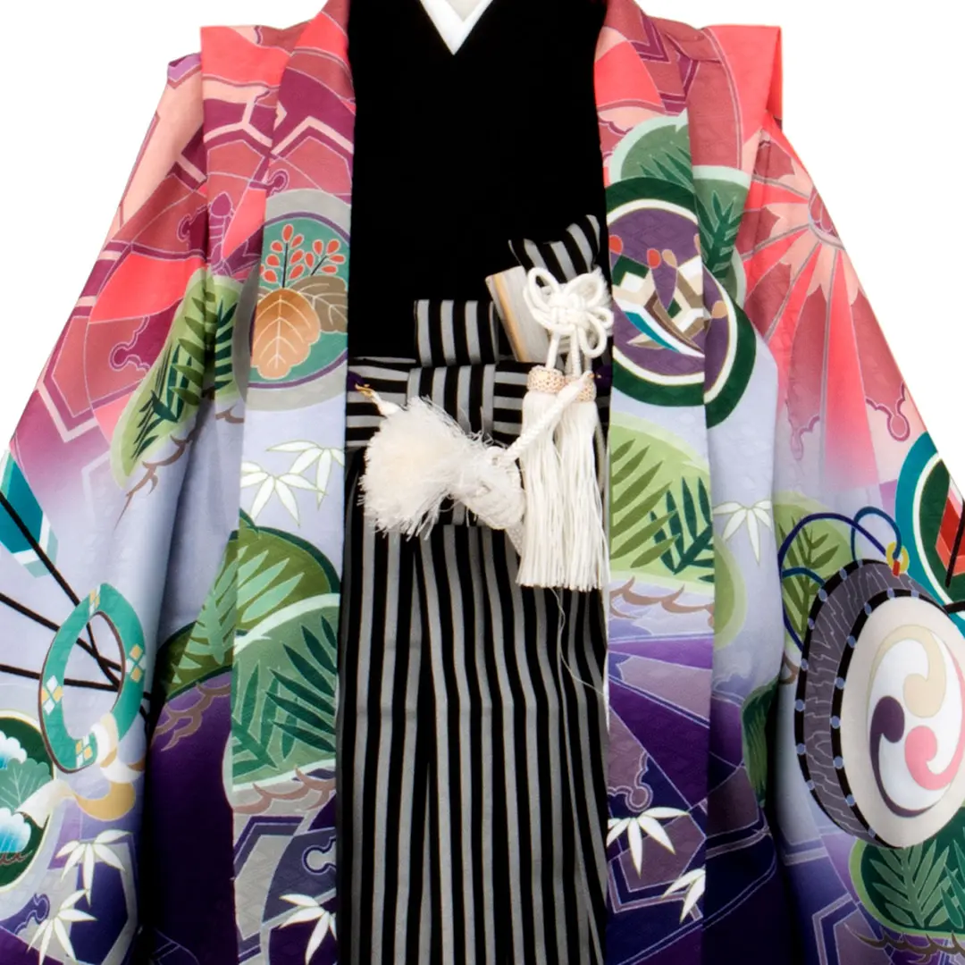 3歳セット♡七五三 男の子 黒系縦縞袴 兜 3歳セット♡七五三 男の子 黒