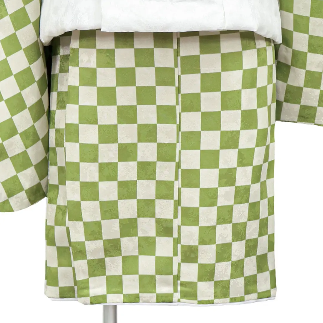 七五三 3歳 男の子 男児 着物 被布コート セット 市松 緑 黄緑 No,4 七五三 3歳 男の子 男児 着物 被布コート セット 市松 緑 黄緑