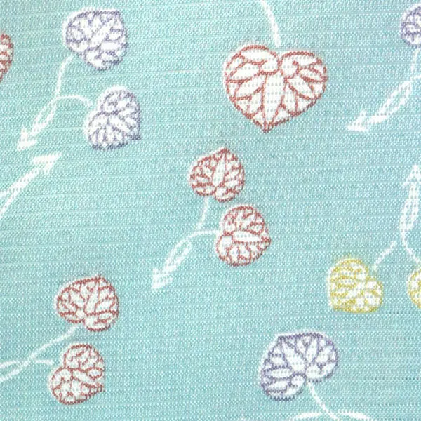 水色地に二葉葵の絽の祝い着（産着）／女児（かしきものオリジナル）生地の質感