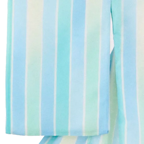 淡いブルーやグリーンのストライプの絽の祝い着（産着）／男児（かしきものオリジナル）左袖