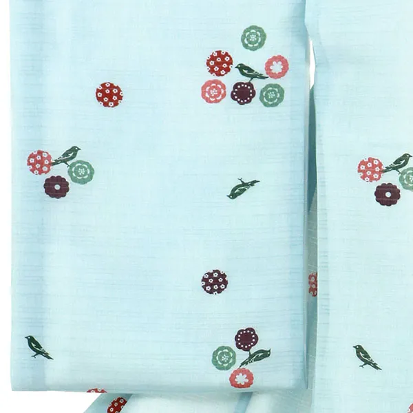 水色地に鳥と小花の絽の祝い着（産着）／男児（かしきものオリジナル）左袖