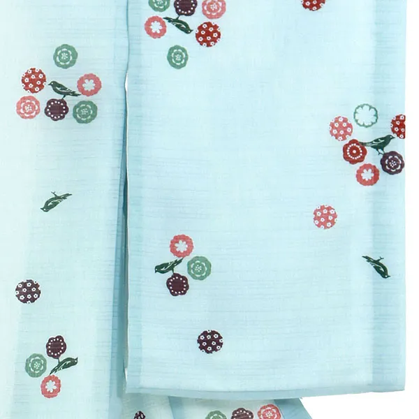 水色地に鳥と小花の絽の祝い着（産着）／男児（かしきものオリジナル）右袖