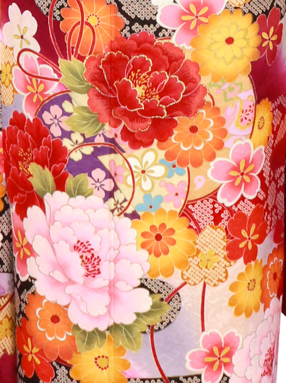 赤紫色に枝垂れ桜の振袖／トールサイズ
