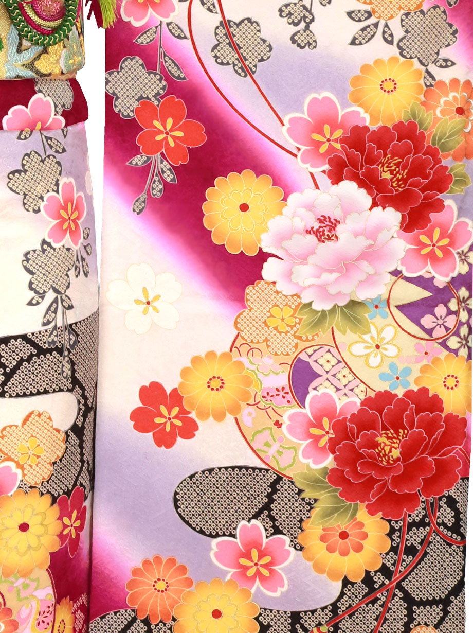 赤紫色に枝垂れ桜の振袖／トールサイズ