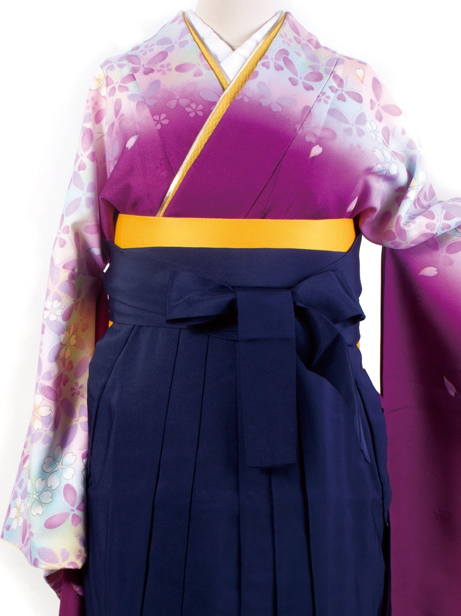中古品 二尺袖 小振袖 単品 濃い青 ラメ 蝶 卒業式袴に 264-610x-1.jpg