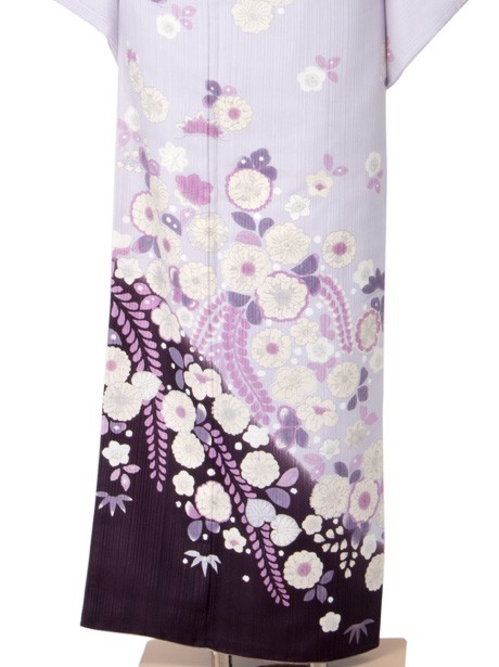 紫色に藤の訪問着(袷)（ポリエステル） | 宅配着物レンタルの京都かし