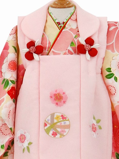クリーム地に梅と桜の被布コートセット／七五三・三歳女の子