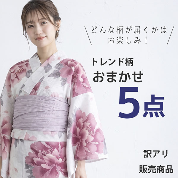 【訳あり・販売商品】トレンド柄・おまかせ浴衣5着セット（送料別）