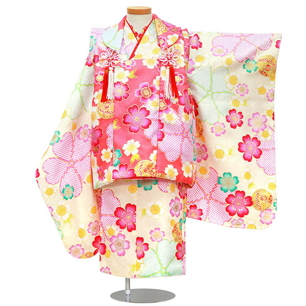 黄色地に桜と鞠、被布コートセット／七五三・三歳女の子