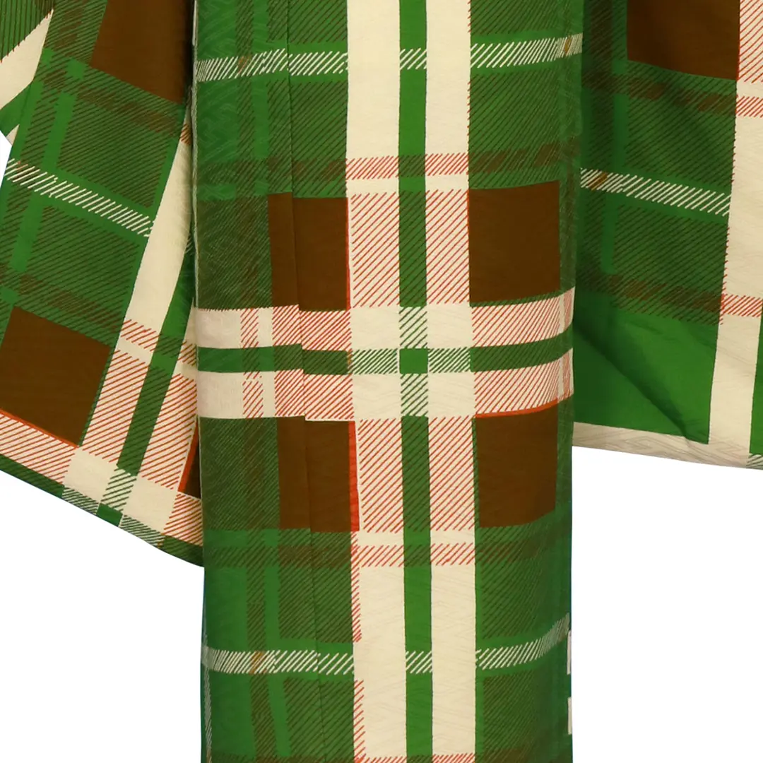 LILLI》グリーンチェックの着物／七五三・七歳女の子 | 宅配着物
