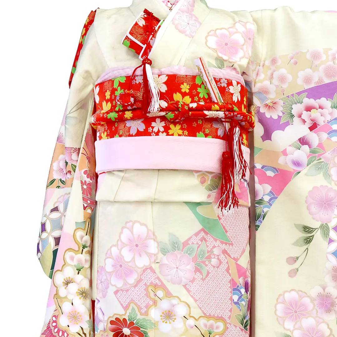 式部浪漫七五三 着物セット 赤とピンク 花柄 七五三 着物 7歳 女の子