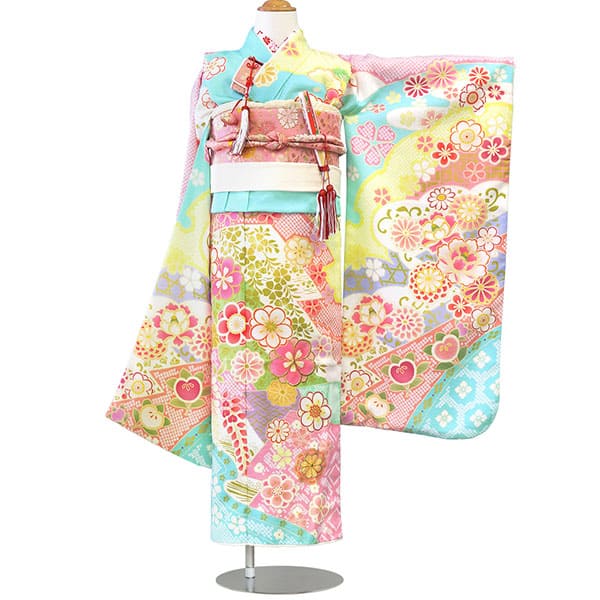 式部浪漫》水色の辻が花風の着物／七五三・七歳女の子 | 宅配