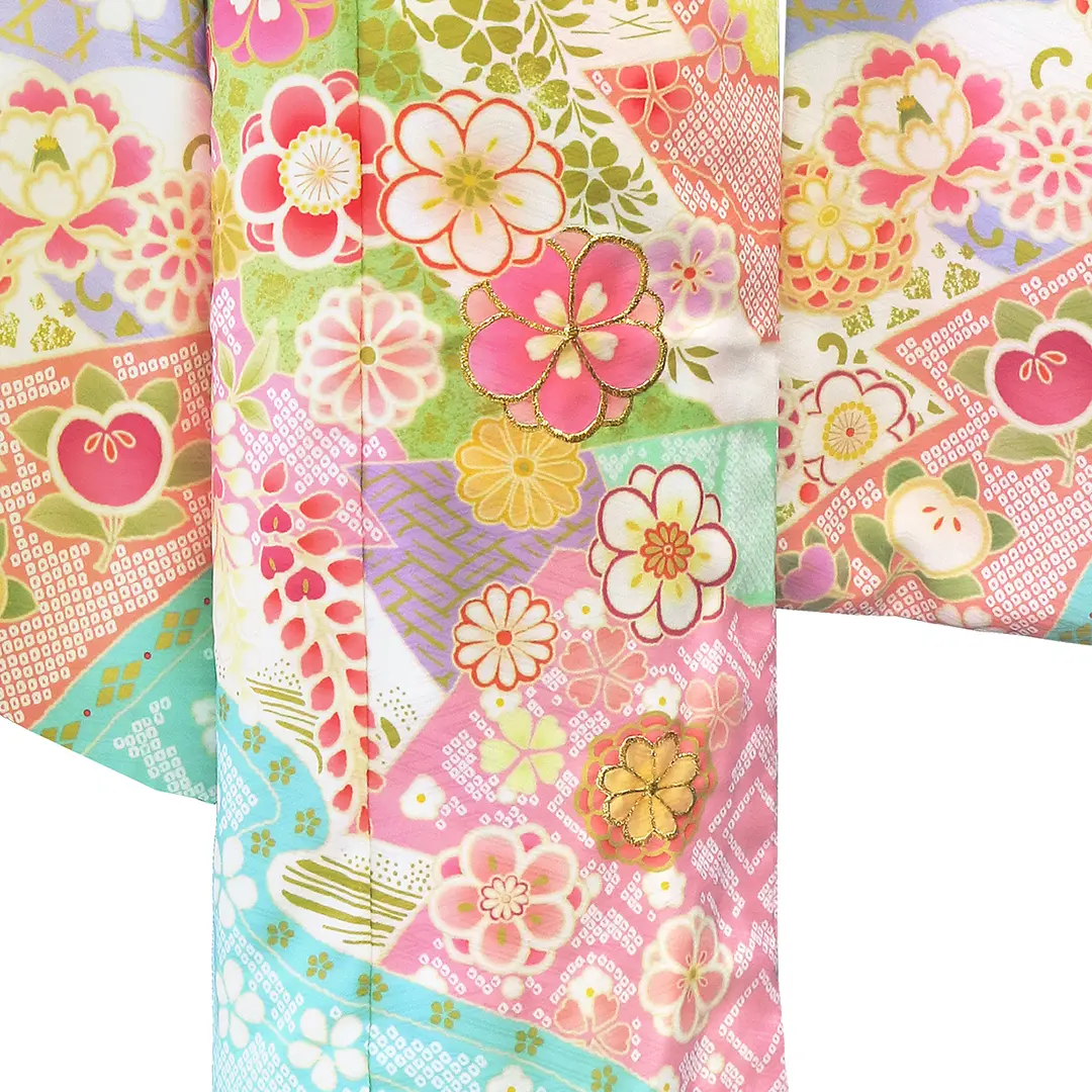 式部浪漫》水色の辻が花風の着物／七五三・七歳女の子 | 宅配