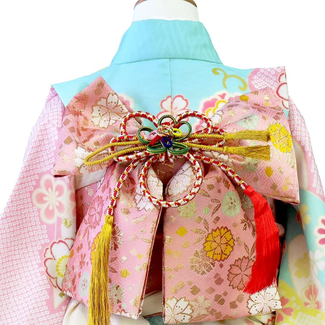 式部浪漫　着物　最終お値下げ 式部浪漫》水色の辻が花風の着物／七五三・七歳女の子 | 宅配