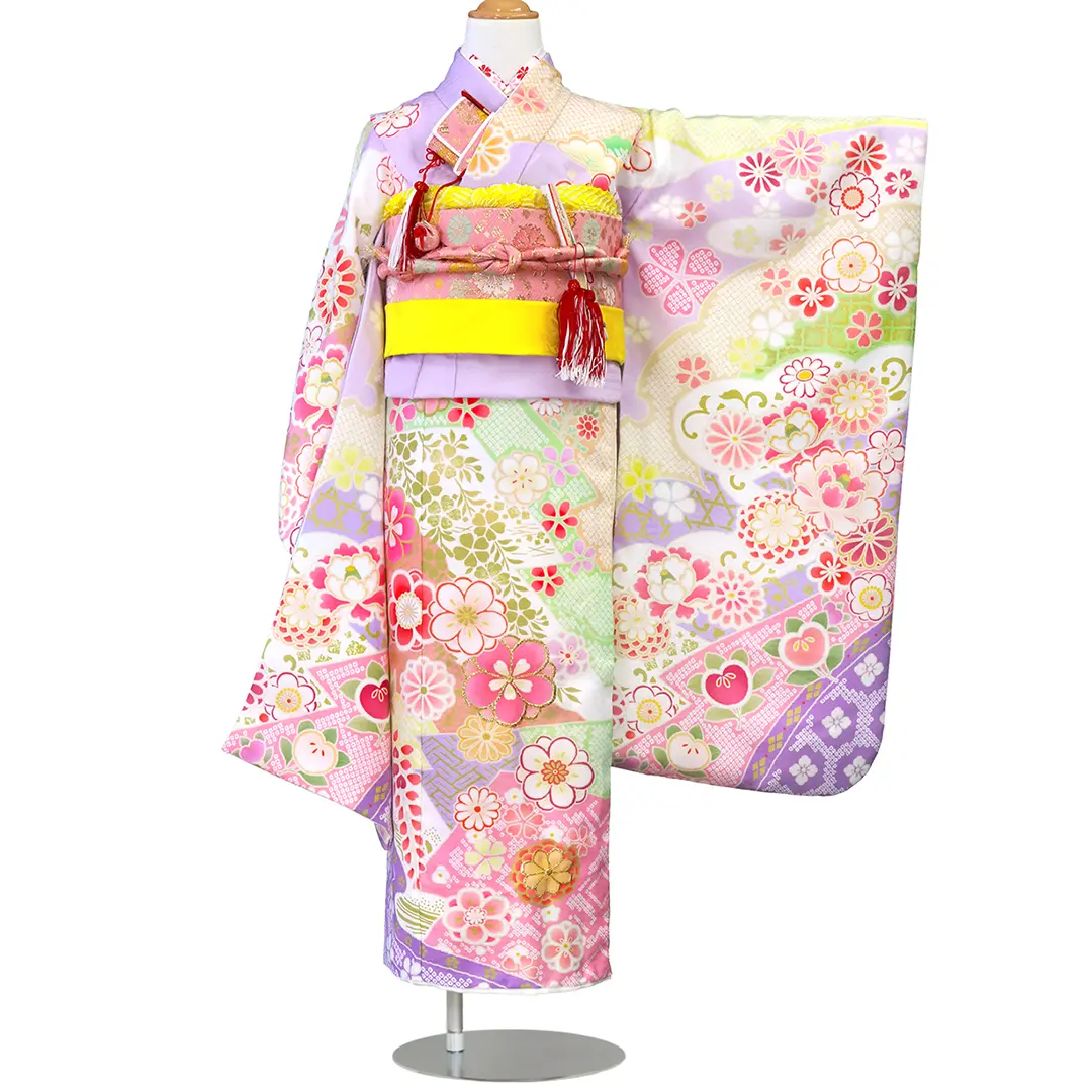 式部浪漫　着物　最終お値下げ 式部浪漫》藤色の辻が花風の着物／七五三・七歳女の子 | 宅配