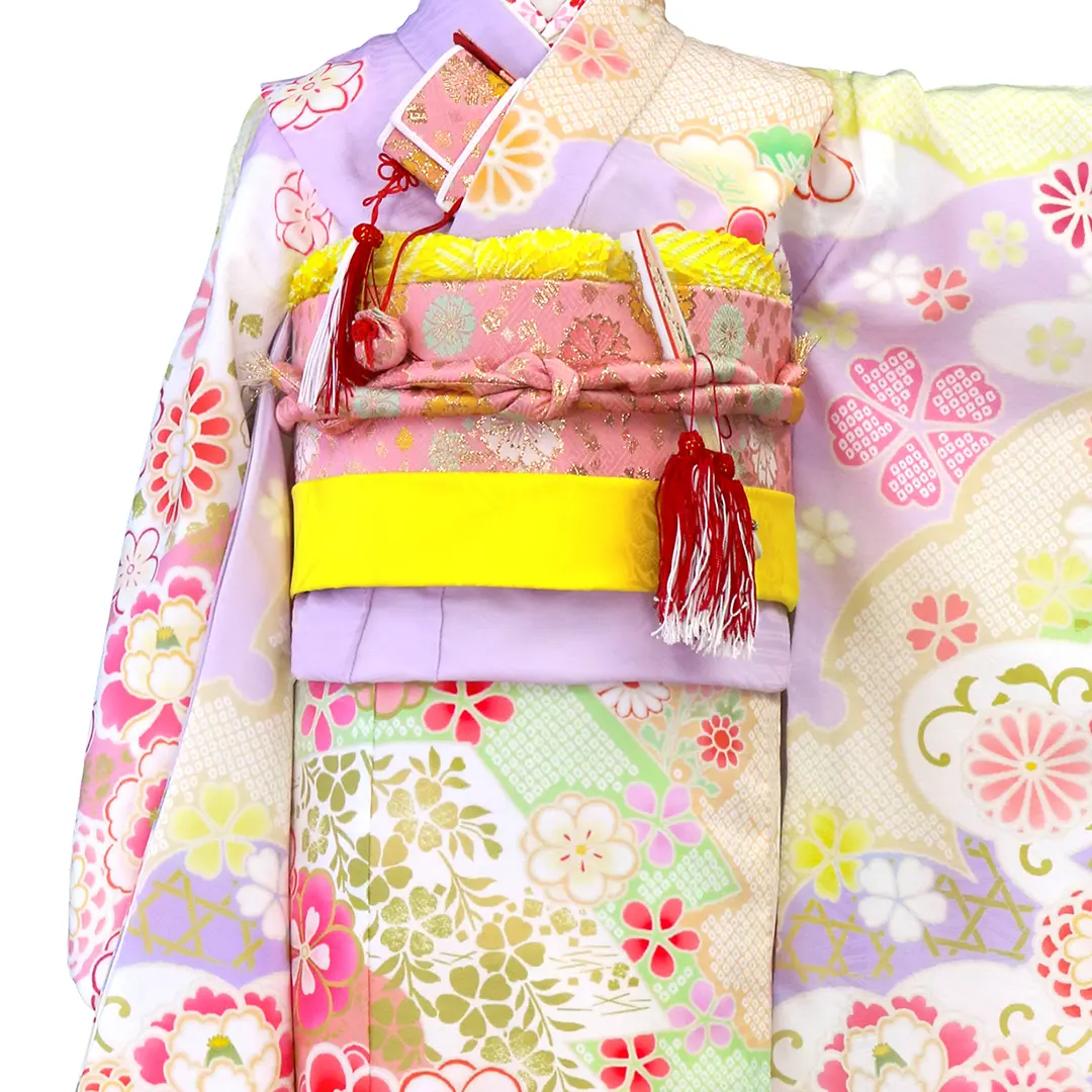 式部浪漫》藤色の辻が花風の着物／七五三・七歳女の子 | 宅配着物