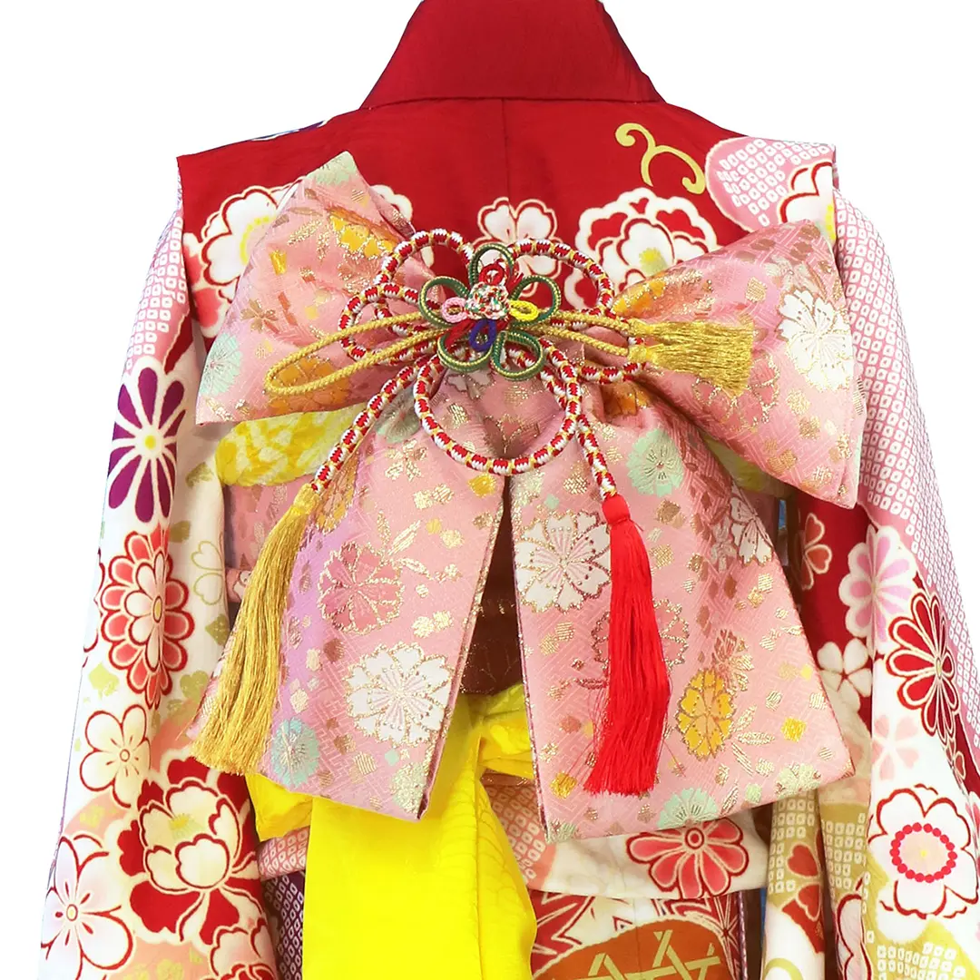 式部浪漫　着物　最終お値下げ 式部浪漫》赤地の辻が花風の着物／七五三・七歳女の子 | 宅配着物