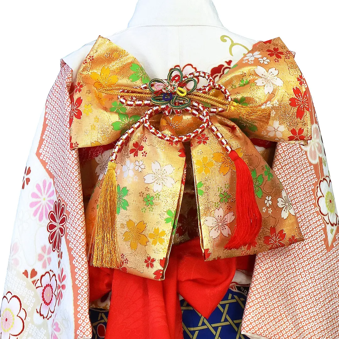 式部浪漫》白と紺の辻が花風の着物／七五三・七歳女の子 | 宅配