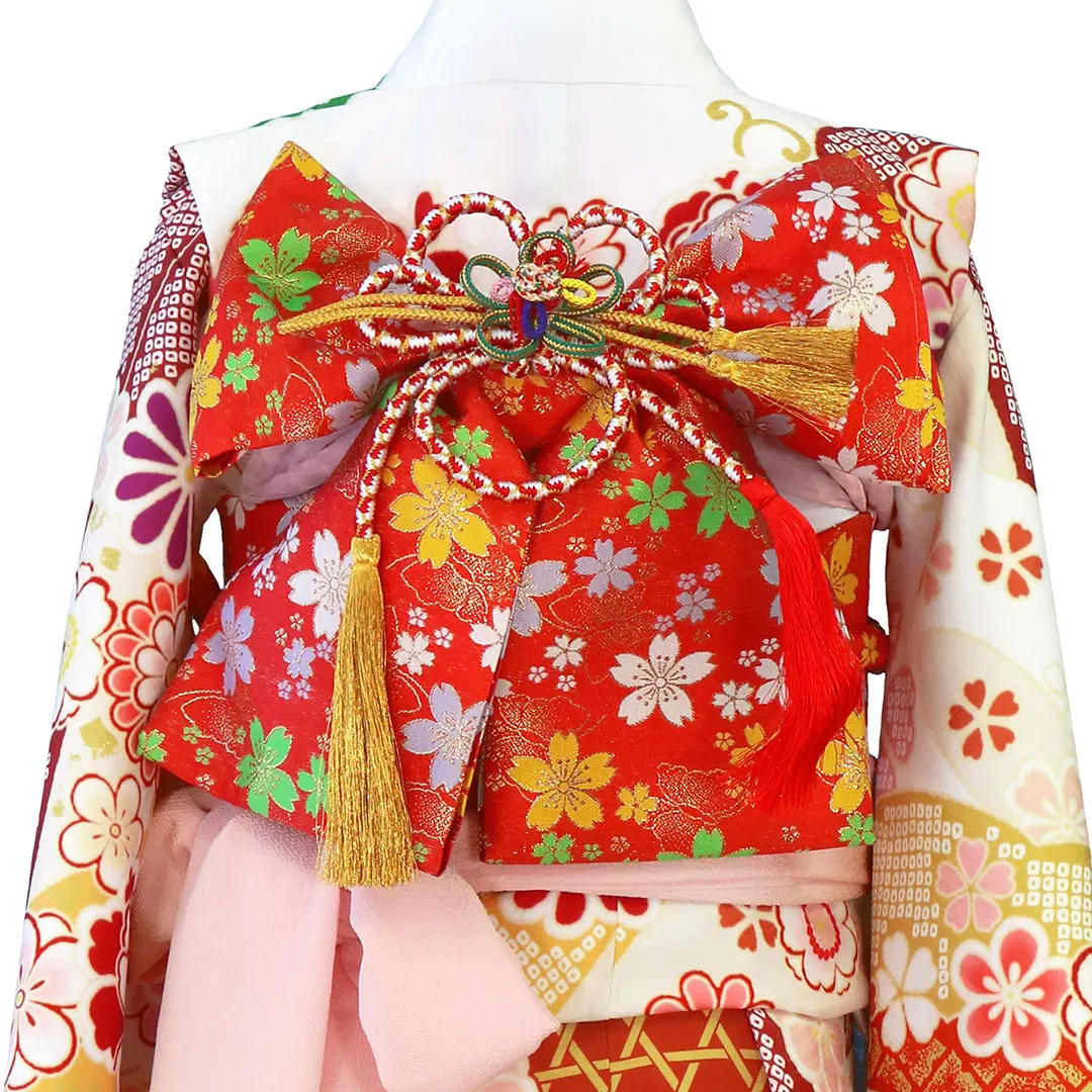 式部浪漫》白と緑の辻が花風の着物／七五三・七歳女の子 | 宅配着物