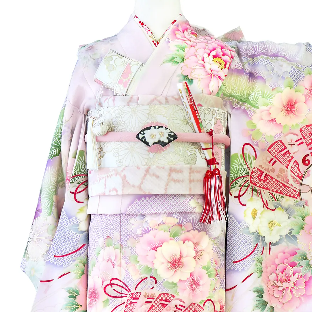 子供着物 華やかな花に蝶 七五三など 半衿付 正絹 着物 着付け i-1498 hana-op.jpg