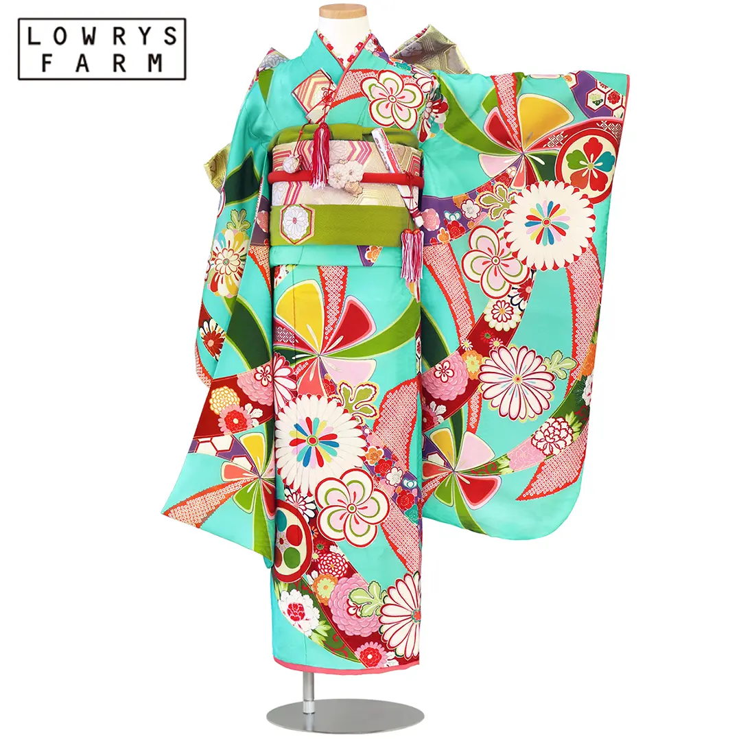 七五三用着物　7歳　紺　紫　金　フルセット　作り帯　正統派　レトロ　まとめて　緑 SOUBIEN レンタル 七五三 7歳 着物セット 女の子 フルセット