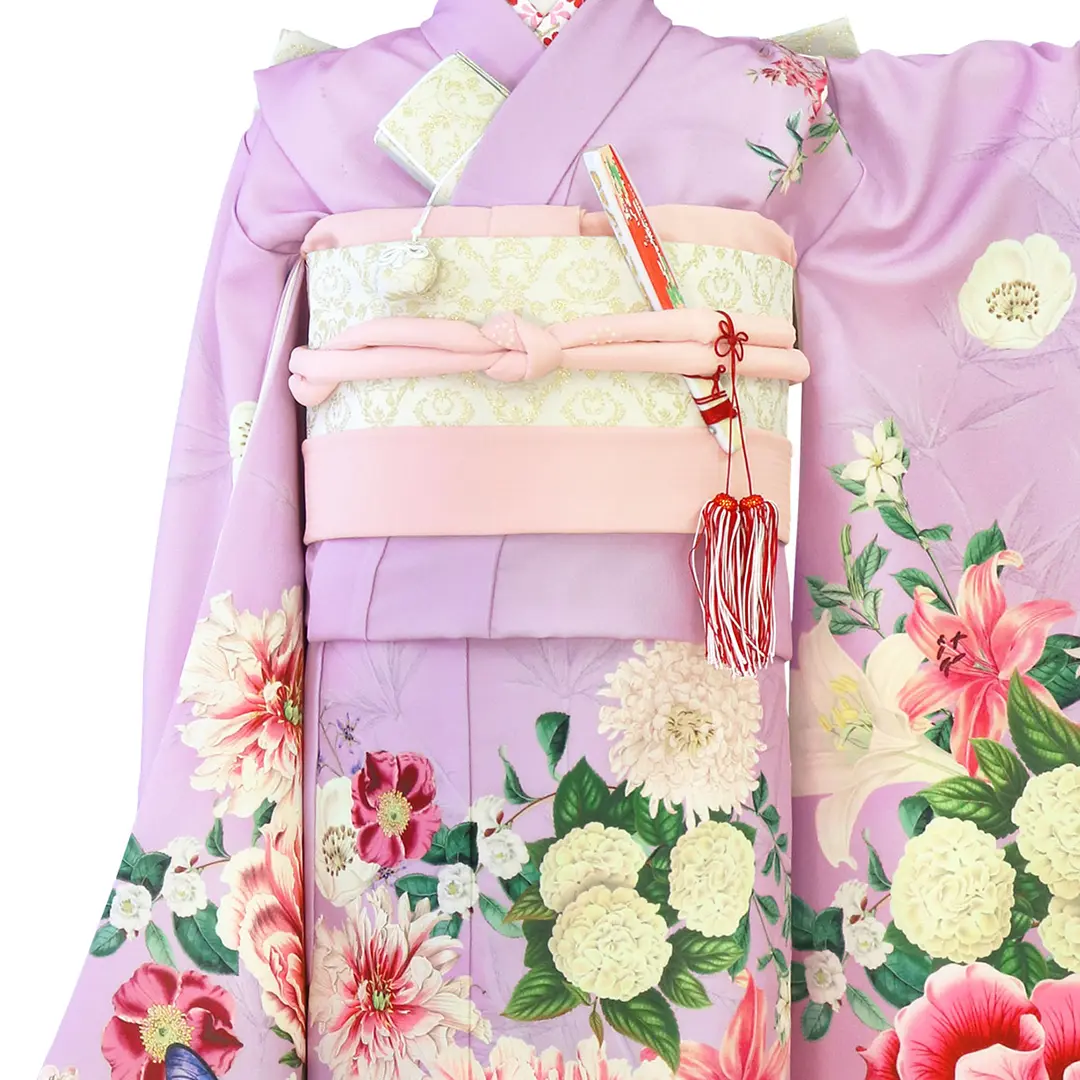 ICHIHA》エレガンスガーデン・パープルの着物／七五三・七歳女の子