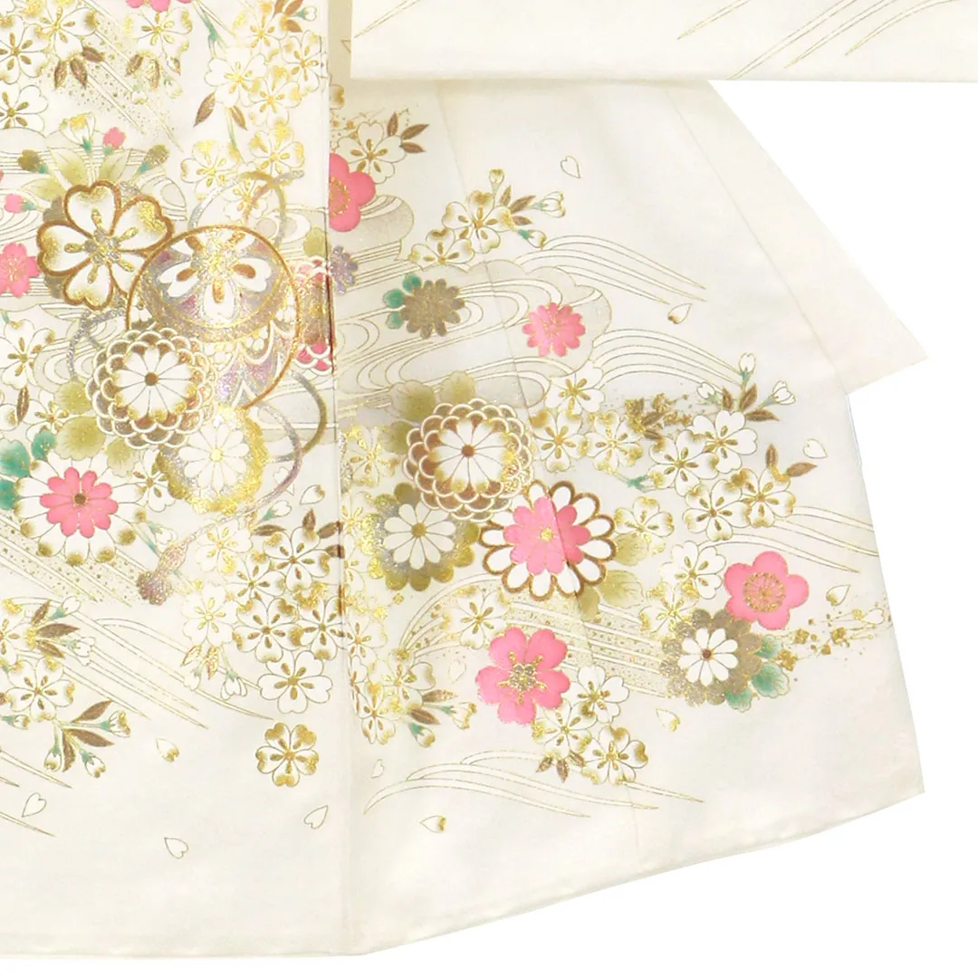 5596◆女の子着物お宮参り　白孔雀牡丹菊日本刺繍が美しい 楽天市場】お宮参り 着物 女の子 絹 正絹 掛け着 産着 白 藤 菊