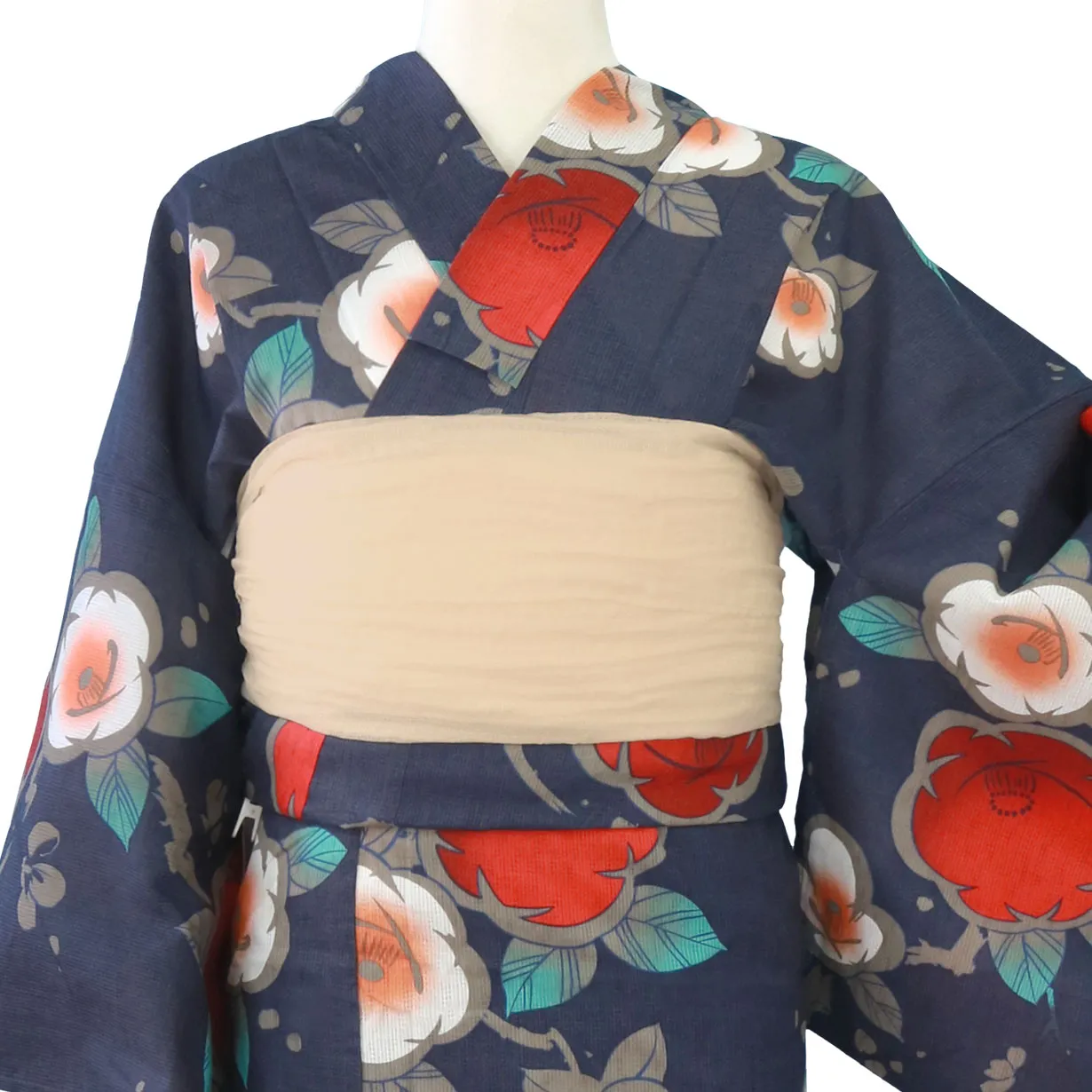 【大セール中】訪問着　フルセット　着物　正絹　黒紺地　竹花椿　　F前 訪問着・色無地 | 訪問着 | 2AD0060000