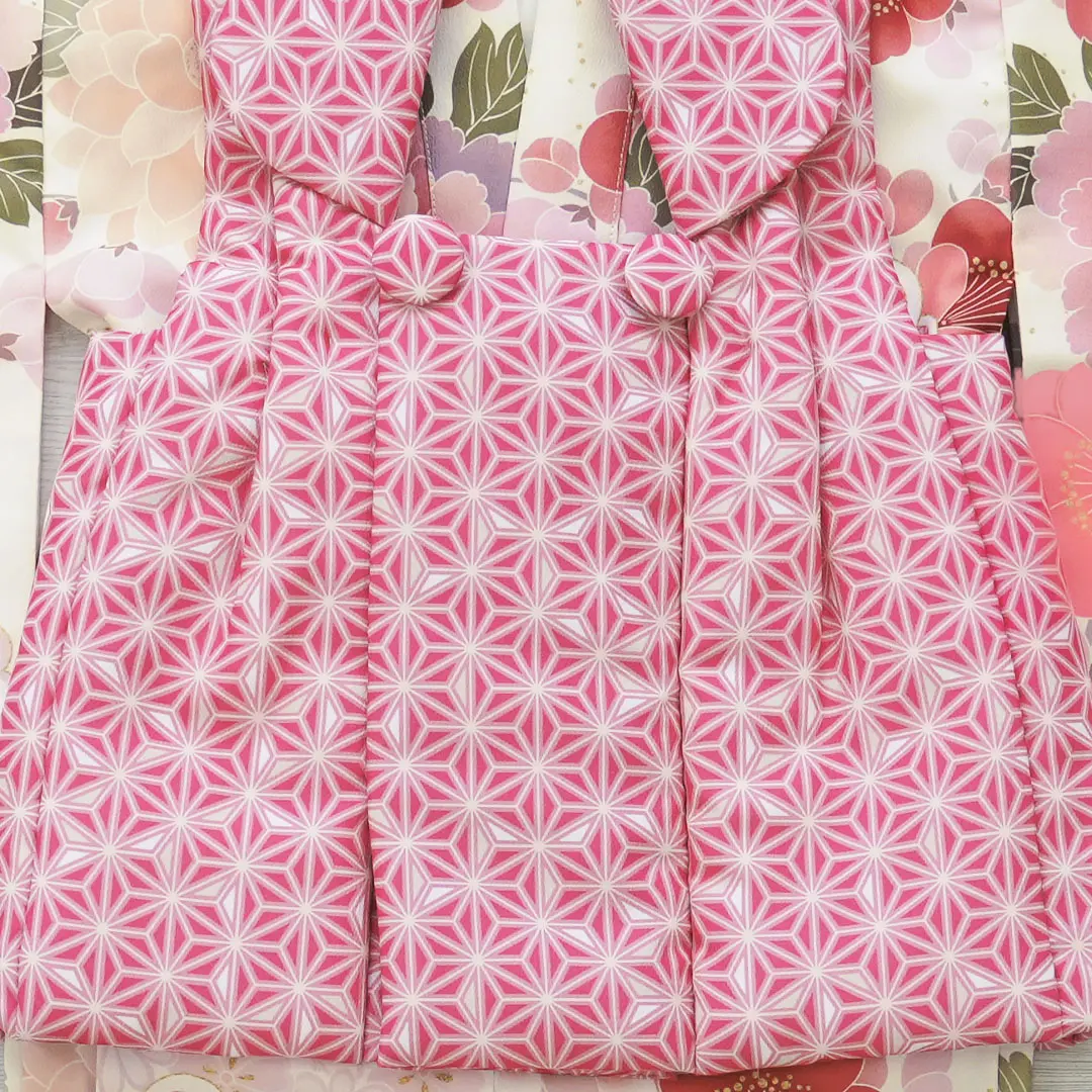 ピンクの花尽くし、麻の葉の被布コート（2ピース）／女児ベビー（ポリエステル）／被布詳細