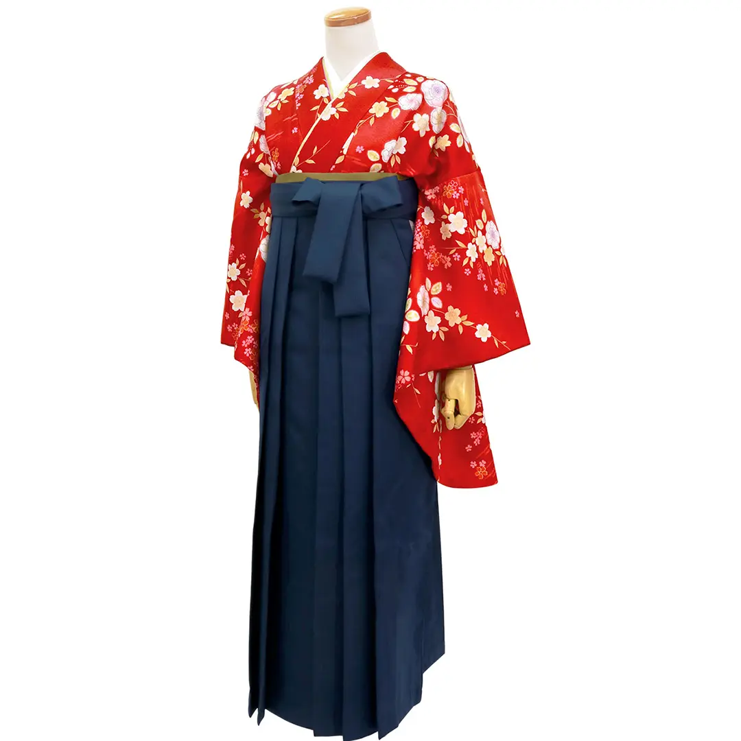 袴 無地 単品 卒業式にどうぞ！ 紺地 袴下91cm NO230830 h6915】【レンタル】袴 レディース 単品 (半幅帯付き) 卒業袴 無地