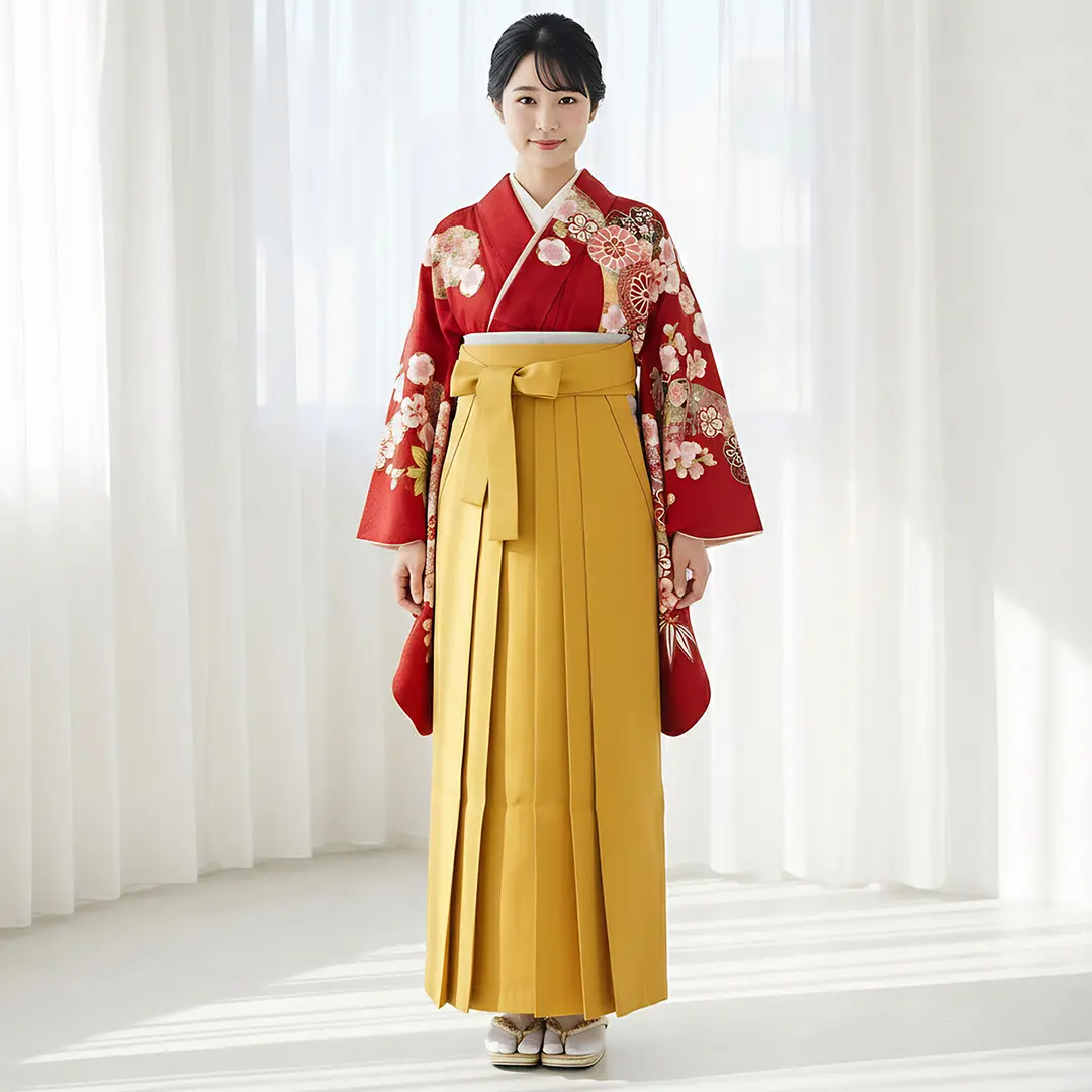 二尺袖紅に桜　着物・無地袴 二尺袖紅に桜 着物・無地袴 【公式通販】