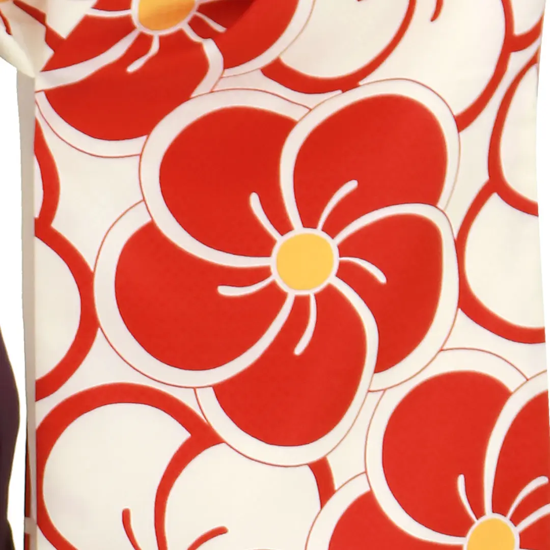 赤と白のねじ梅・紫袴（無地） （二尺袖）／卒業式／柄詳細