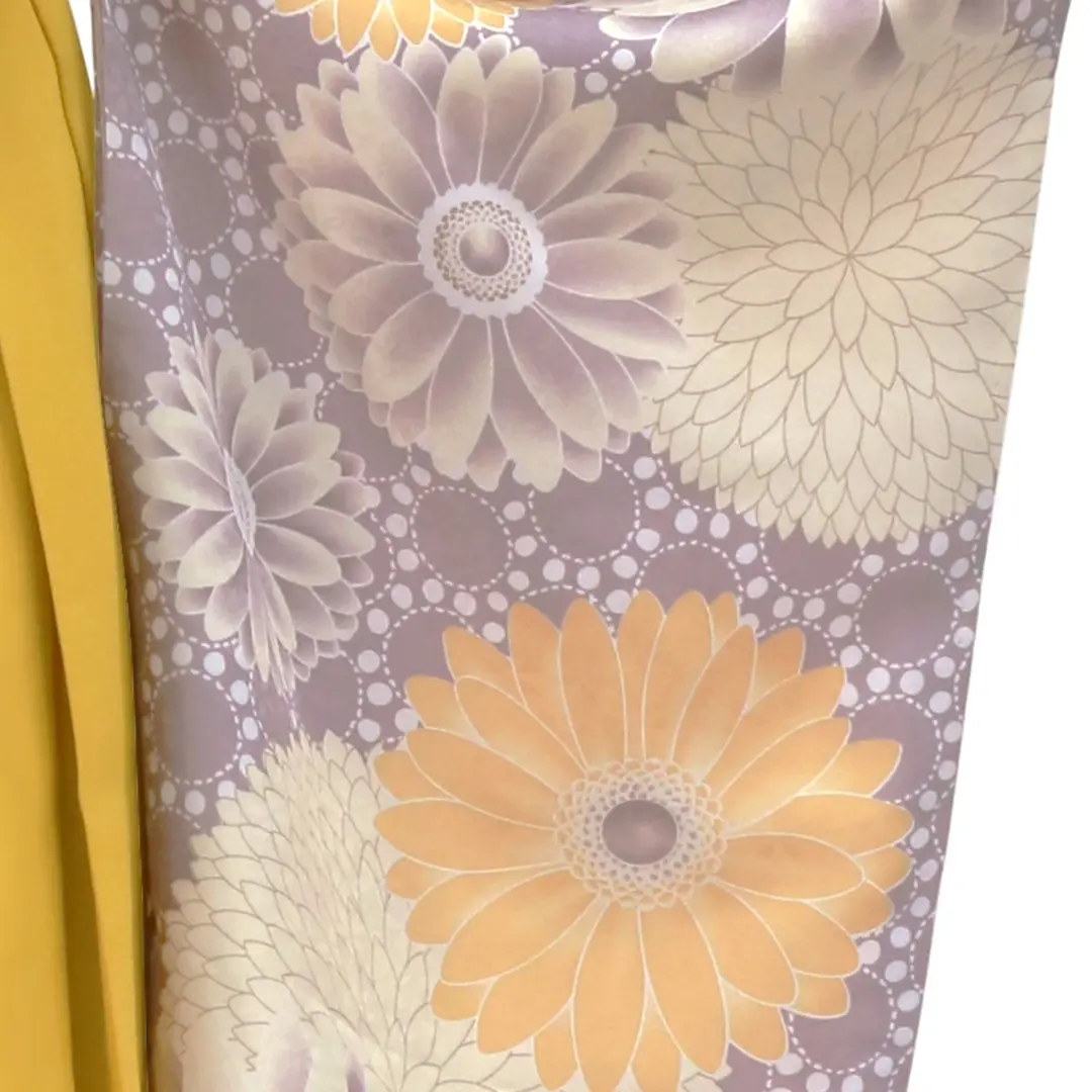 薄紫地にマーガレット・マスタード袴（無地）（二尺袖）／卒業式 袖詳細