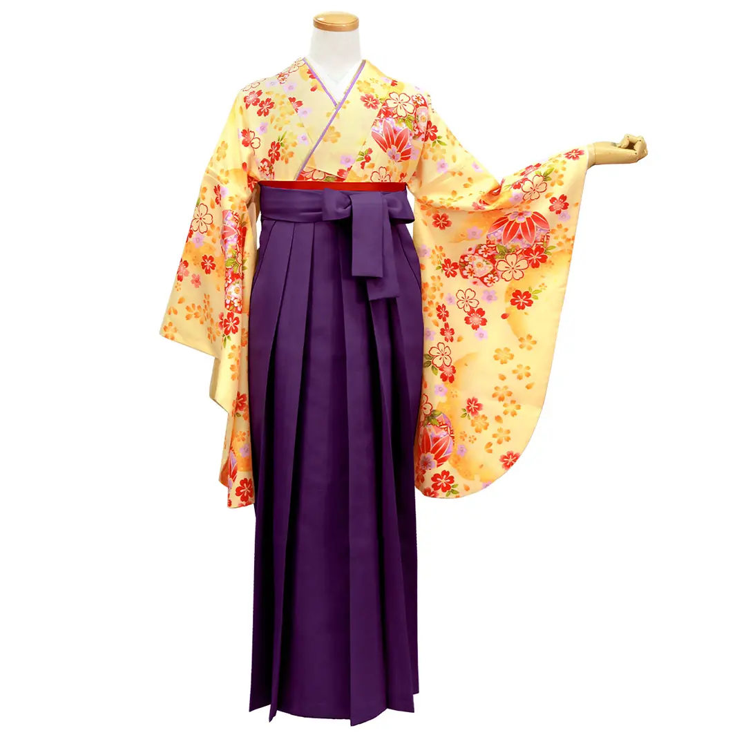 卒業式 袴4点セット  クリーム地に矢絣と花0179 卒業式 袴4点セット クリーム地に矢絣と花0179｜Yahoo!フリマ（旧
