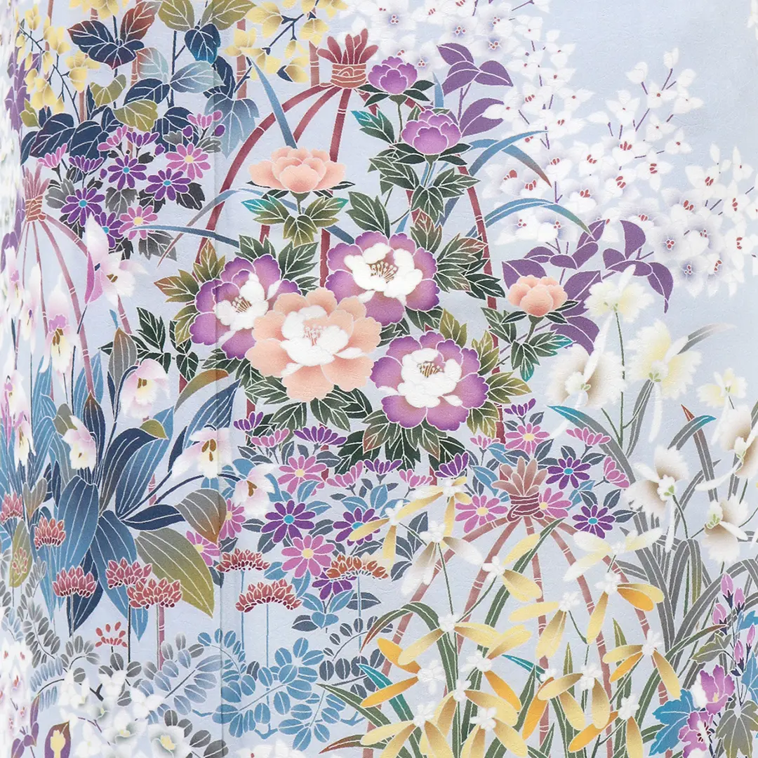 水色地に百花の訪問着 | 宅配着物レンタルの京都かしきもの