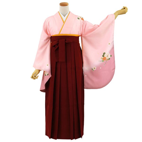 卒業式 袴 無地 バイカラー ピンク×白 単品 NO34022 ピンクの着物・袴一覧 | 卒業式袴レンタルの京都さがの館