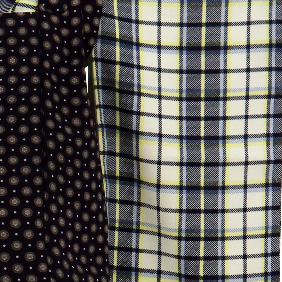 白のタータンチェック、紺色の被布コートセット／七五三・三歳男の子・被布コートセット／袖詳細
