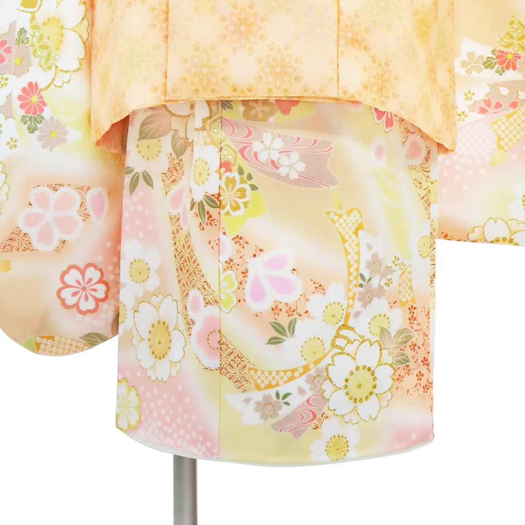 【専用出品】被布のみ KAGURA》 オレンジに桜と熨斗、淡いオレンジの被布コートセット