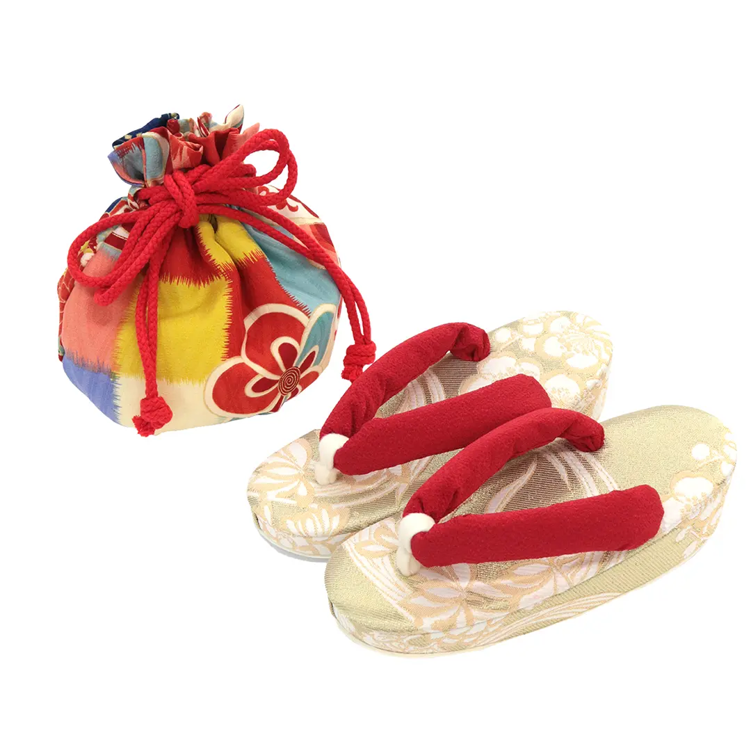 《LOWRYS FARM》カラフルな市松文様に雪輪とねじり梅、赤の被布コートセット／七五三・三歳女の子 小物